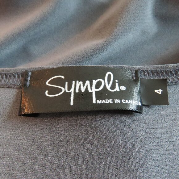 SYMPLI Trapeze Tunic 3/4 Sleeve Stretch Lagenlook in Melange Gunmetal US 4 NWT - Picture 12 of 13